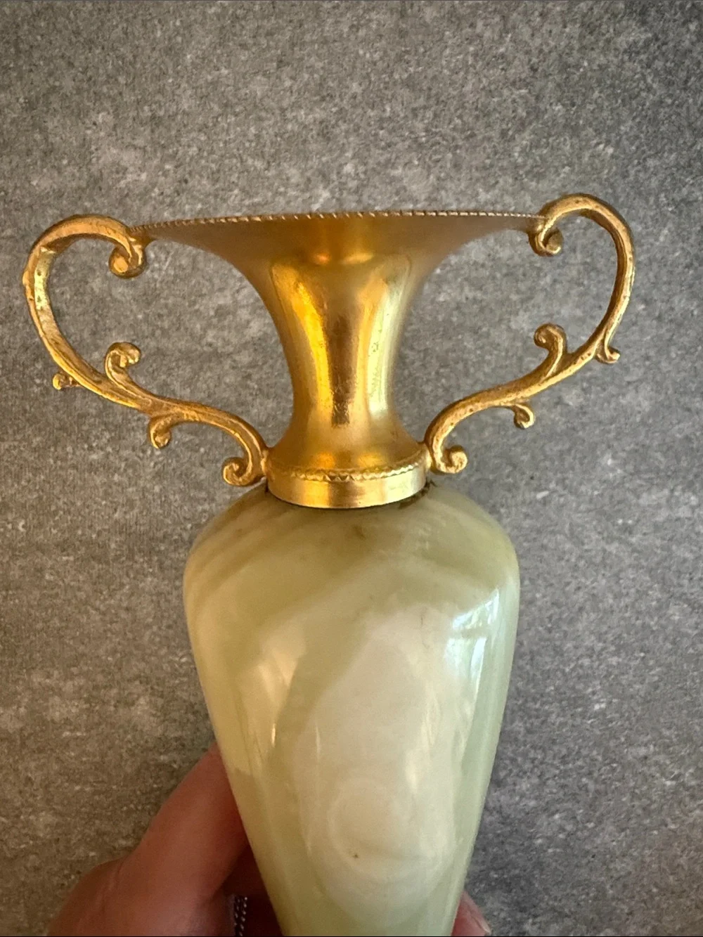 Vintage Onyx Mounted Amphora Style candlestick